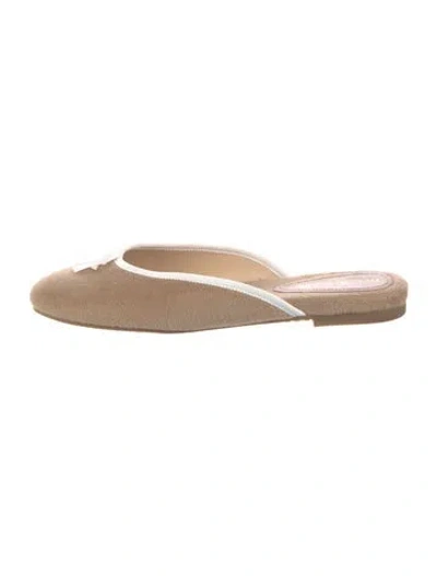 Pre-owned Dee Ocleppo Terry Cloth Bow Accents Mules In Brown