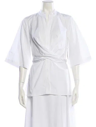 Pre-owned Dee Ocleppo Three-quarter Sleeve Blouse In White