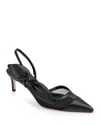 Dee Ocleppo Women's Caracas Knotted Bow Leather And Mesh Slingback Pump In Black Leather