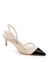 Dee Ocleppo Women's Caracas Knotted Bow Leather And Mesh Slingback Pump In Oat Leather