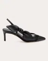 Dee Ocleppo Women's Caracas Knotted Bow Leather And Mesh Slingback Pump In Black