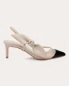 Dee Ocleppo Women's Caracas Knotted Bow Leather And Mesh Slingback Pump In Neutrals