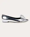 Dee Ocleppo Clinton Leather Ballerina Shoes In Silver