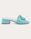 Dee Ocleppo Dizzy Leather Buckle Mule Sandals In Blue