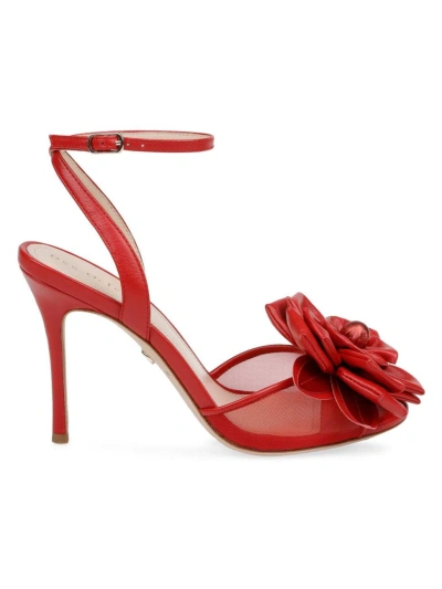 Dee Ocleppo Women's England Embellished Leather And Mesh Sandal In Red Leather