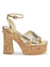 Dee Ocleppo Havana Leather Platform Sandals In Gold Combo