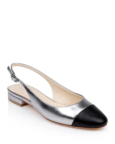 Dee Ocleppo Mumbai Slingback Cap Toe Flat In Silver/black