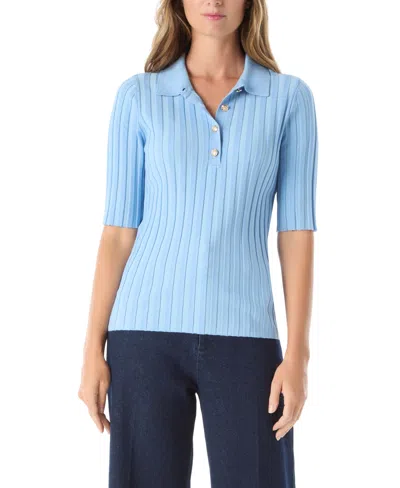Dee Ocleppo Women's Ribbed Knit Collar Top In Blue