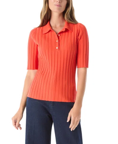 Dee Ocleppo Women's Ribbed Knit Collar Top In Red