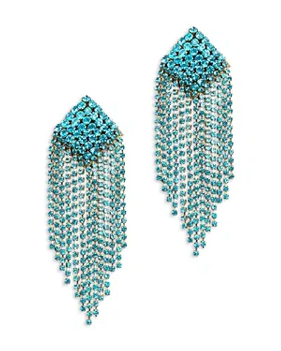 Deepa By Deepa Gurnani Niomi Blue Crystal Fringe Statement Earrings