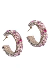 Deepa Gurnani Adelpha Crystal Hoop Earrings In Fuchsia