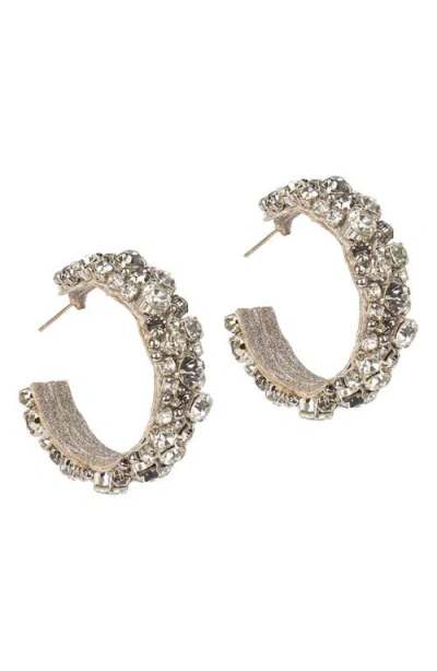 Deepa Gurnani Adelpha Crystal Hoop Earrings In Silver