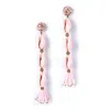 Deepa Gurnani Anise Bead And Shell Linear Drop Earrings In Pink/gold