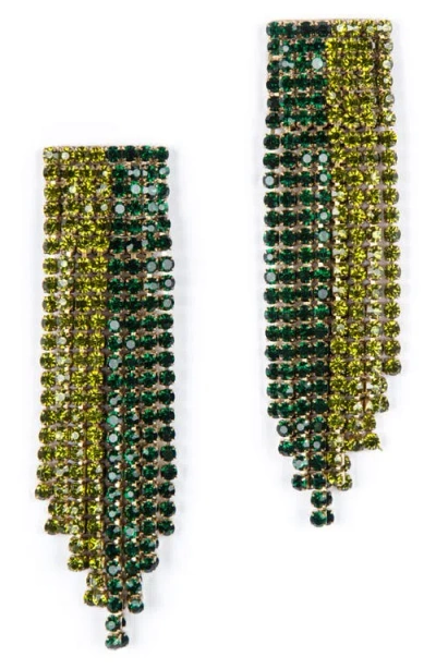 Deepa Gurnani Araya Crystal Linear Drop Earrings In Emerald