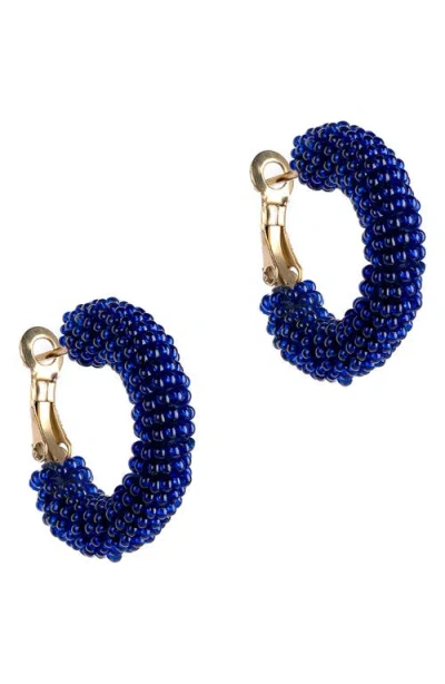 Deepa Gurnani Archie Hoop Earrings In Cobalt