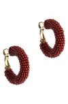Deepa Gurnani Archie Hoop Earrings In Maroon
