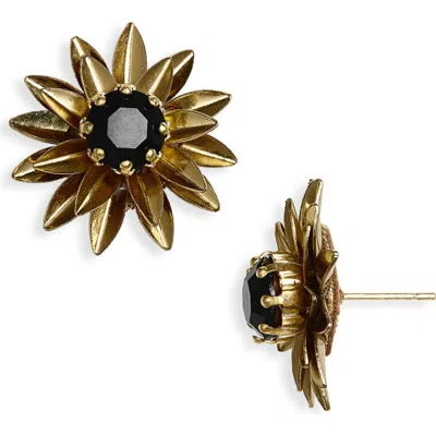 Deepa Gurnani Aretha Flower Stud Earrings In Gray