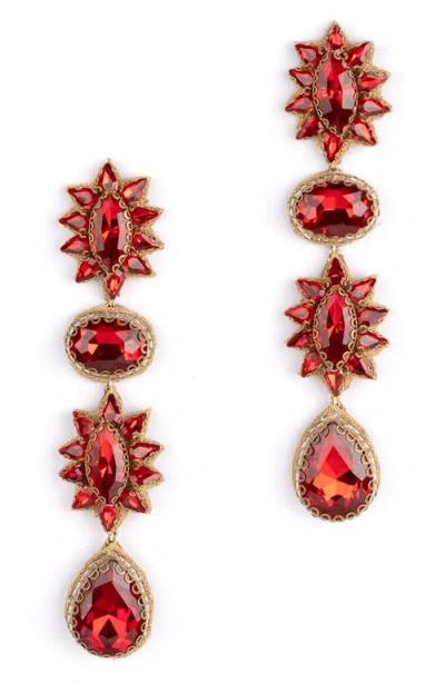 Deepa Gurnani Ariella Drop Earrings In Ruby