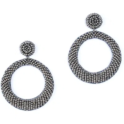 Deepa Gurnani Asta Beaded Drop Earrings In Gunmetal