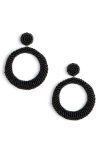 Deepa Gurnani Asta Beaded Hoop Drop Earrings In Black