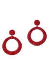Deepa Gurnani Asta Beaded Hoop Drop Earrings In Burgundy