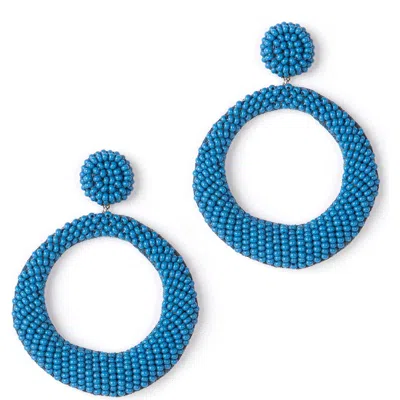 Deepa Gurnani Asta Beaded Hoop Drop Earrings In Denim