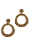 Deepa Gurnani Asta Beaded Hoop Drop Earrings In Gold