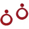 Deepa Gurnani Asta Beaded Hoop Drop Earrings In Maroon