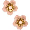 Deepa Gurnani Aurelien Beaded Flower Earrings In Pink