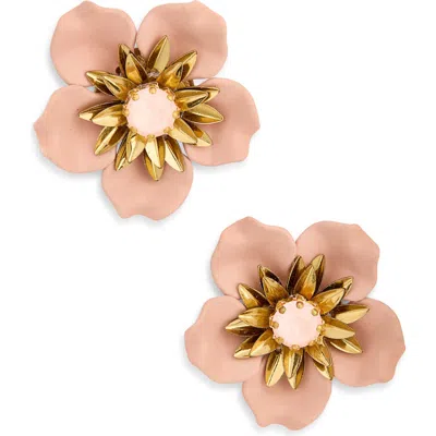 Deepa Gurnani Aurelien Beaded Flower Earrings In Pink