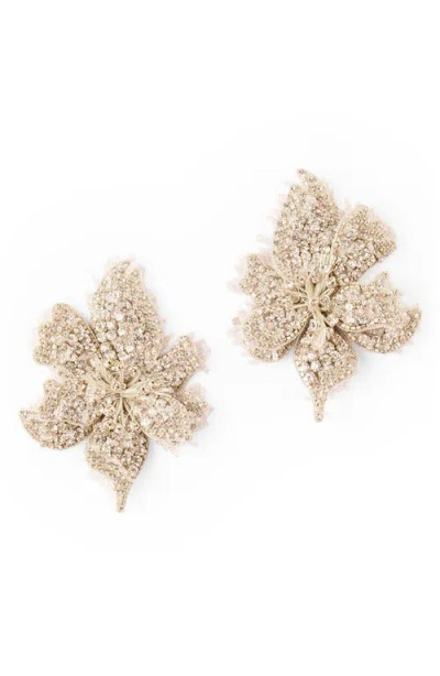Deepa Gurnani Azalea On Ice Flower Statement Earrings In Pattern