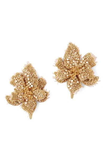 Deepa Gurnani Azalea On Ice Flower Statement Earrings In White
