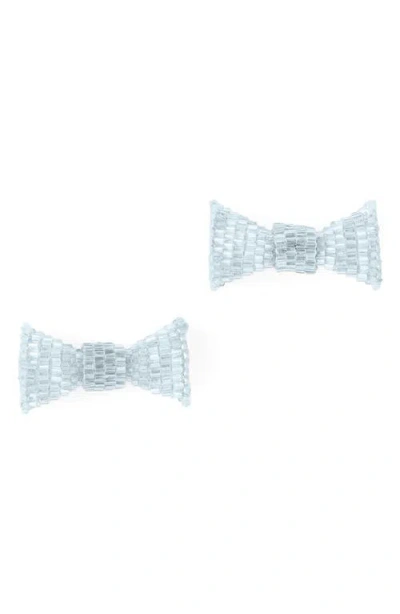 Deepa Gurnani Beaded Bow Stud Earrings In Metallic