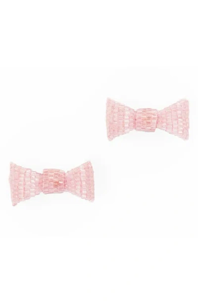 Deepa Gurnani Beaded Bow Stud Earrings In Purple