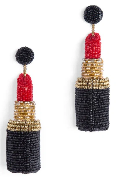 Deepa Gurnani Beaded Lipstick Drop Earrings In Black