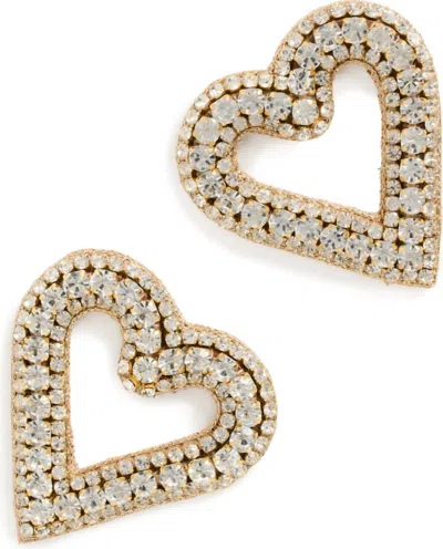Deepa Gurnani Bia Earrings Heart In Silver In Gold