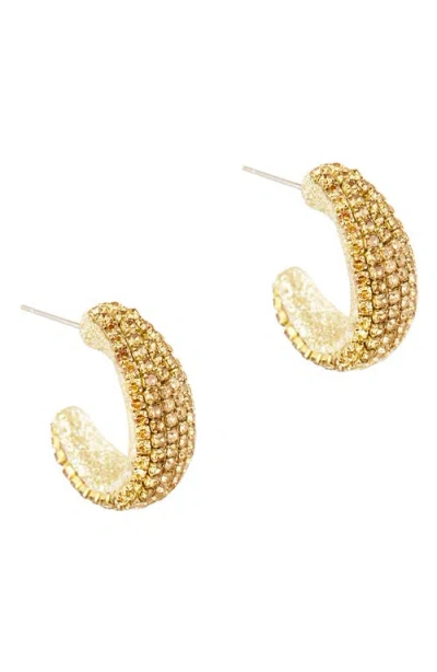 Deepa Gurnani Biles Crystal Hoop Earrings In Gold