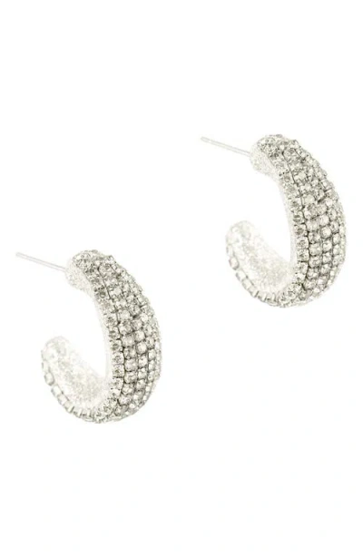 Deepa Gurnani Biles Crystal Hoop Earrings In Metallic