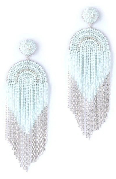 Deepa Gurnani Circe Beaded Fringe Drop Earrings In Blue