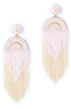 Deepa Gurnani Circe Beaded Fringe Drop Earrings In Baby Pink