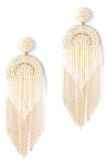 Deepa Gurnani Circe Beaded Fringe Drop Earrings In Yellow