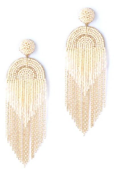 Deepa Gurnani Circe Beaded Fringe Drop Earrings In Yellow