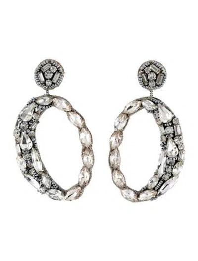 Pre-owned Deepa Gurnani Crystal, Bead, & Fabric Freida Drop Earrings