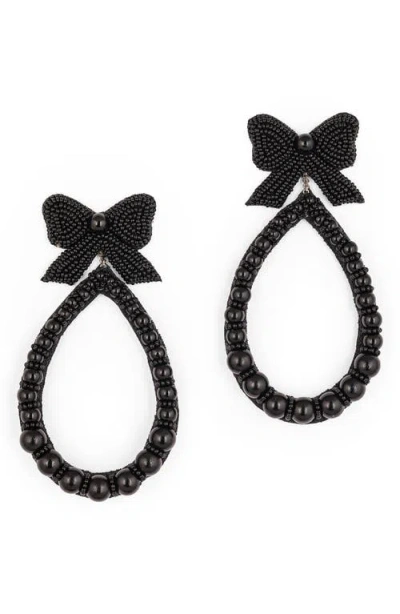 Deepa Gurnani Darana Beaded Bow Drop Earrings In Black