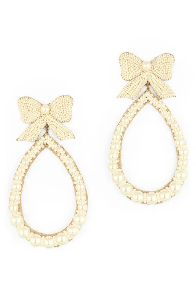 Deepa Gurnani Darana Bow & Faux Pearl Drop Earrings In Gold