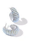 Deepa Gurnani Davon Beaded Hoop Earrings In Blue