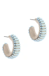 Deepa Gurnani Davon Beaded Hoop Earrings In Powder Blue