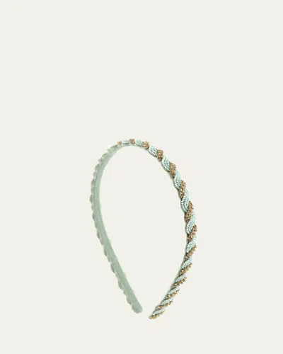 Deepa Gurnani Dita Beaded Glass Headband In Baby Blue