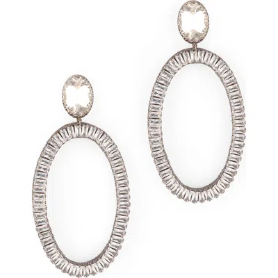Deepa Gurnani Eaton Crystal Embellished Drop Earrings In Silver