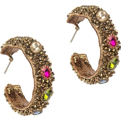 Deepa Gurnani Eleni Beaded Hoop Earrings In Multi